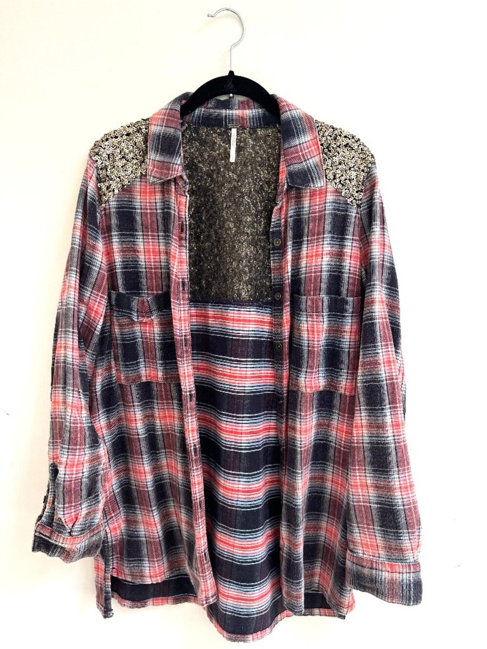 FreePeople "Little Bit of Sugar" Sequin Flannel Shirt